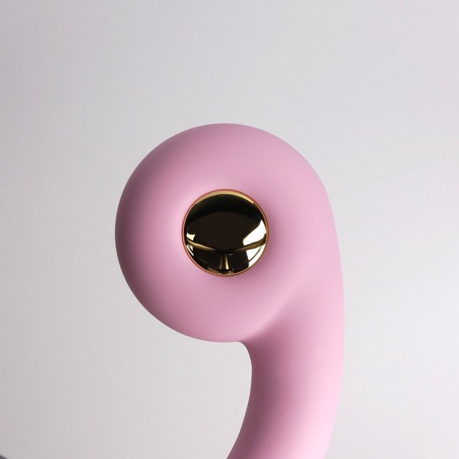 Розовый вибростимулятор точки G с нагревом Bendable Heating G-Spot Vibrator. Фотография 4.