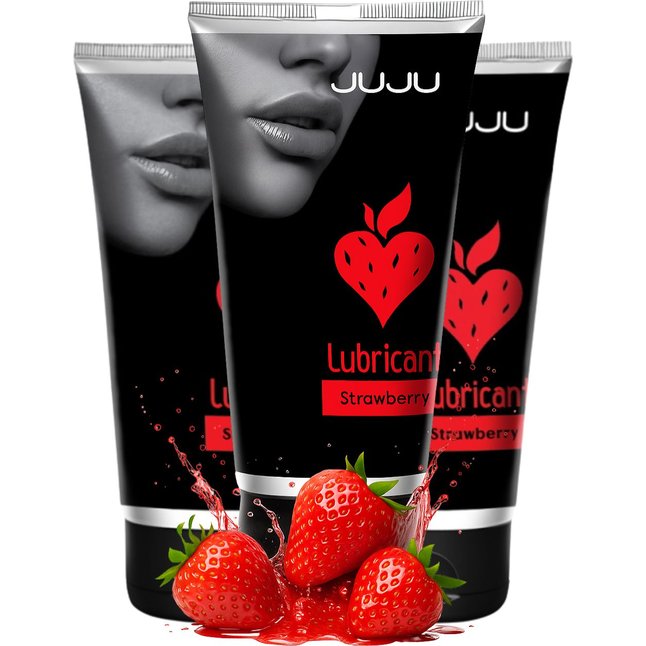 Набор из 3 съедобных лубрикантов JUJU со вкусом клубники