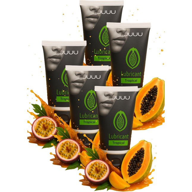 Набор из 5 съедобных лубрикантов JUJU со вкусом тропических фруктов