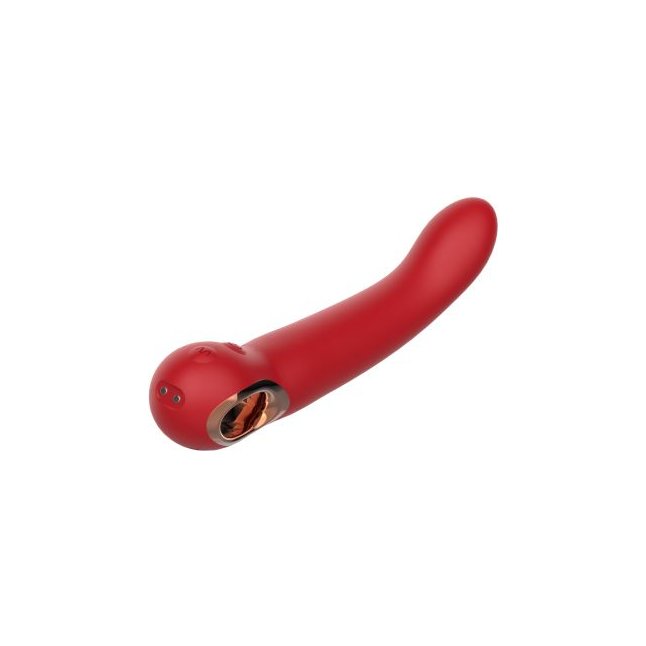 Красный силиконовый вибратор с загнутым кончиком - 22,1 см. Фотография 4.