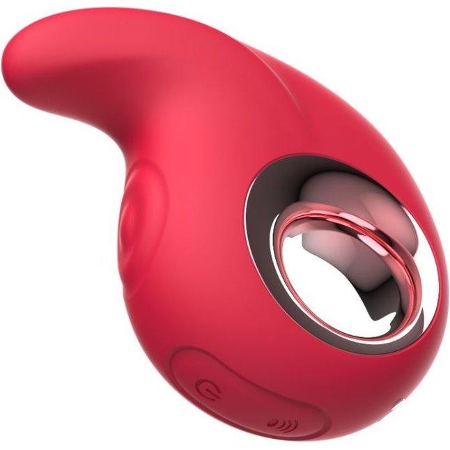 Красный клиторальный массажер с функцией постукивания. Фотография 2.