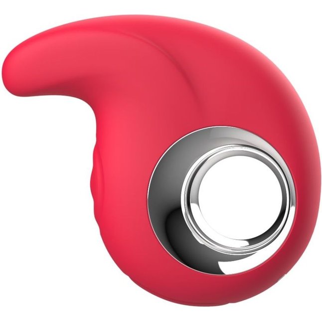 Красный клиторальный массажер с функцией постукивания. Фотография 5.