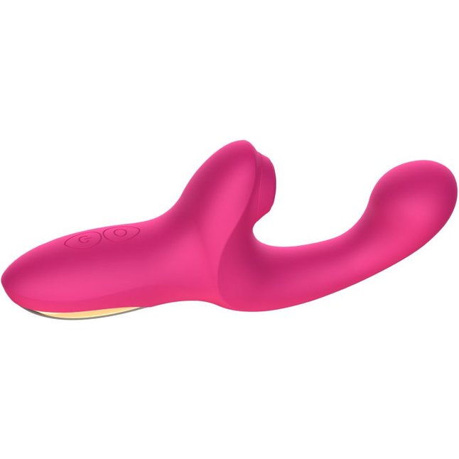 Розовый вибратор с функцией постукивания - 18 см. Фотография 2.