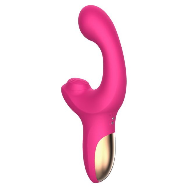 Розовый вибратор с функцией постукивания - 18 см. Фотография 5.