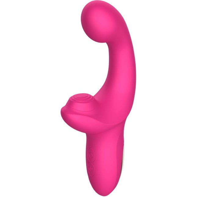 Розовый вибратор с функцией постукивания - 18 см