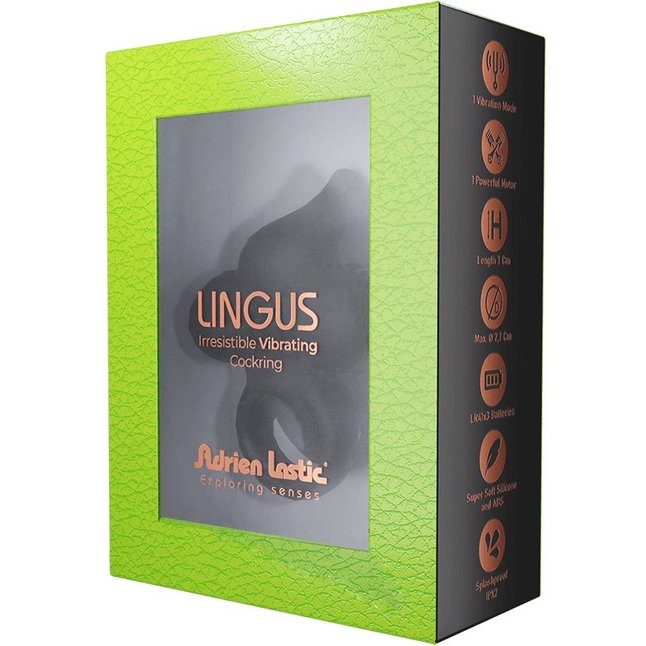 Черное эрекционное кольцо Lingus с вибрацией. Фотография 2.