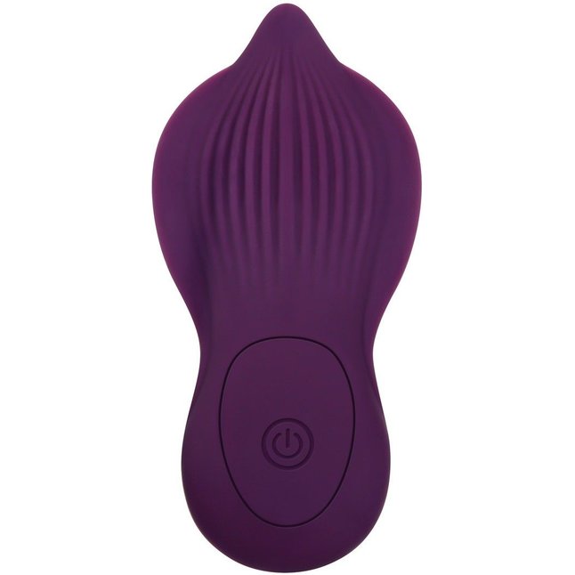 Фиолетовый ударный вибромассажер с клиторальным стимулятором. Фотография 3.