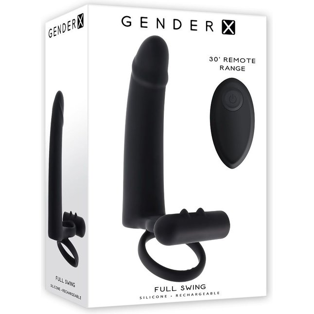 Черная вибронасадка для двойного проникновения Full Swing. Фотография 2.