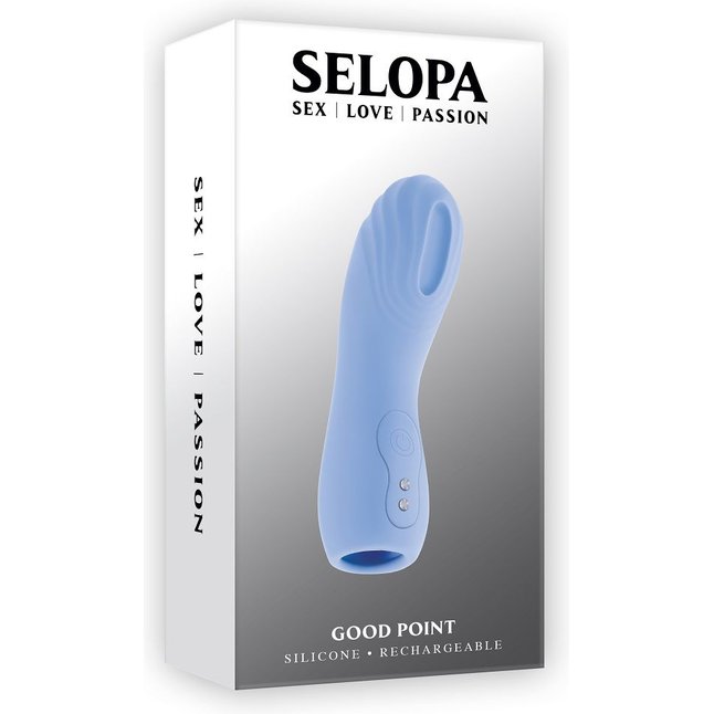 Голубой рельефный вибромассажёр на палец Good Point. Фотография 2.