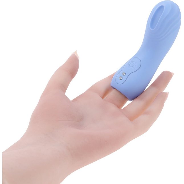 Голубой рельефный вибромассажёр на палец Good Point. Фотография 3.