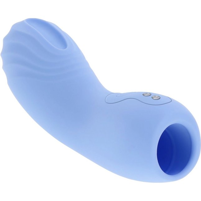 Голубой рельефный вибромассажёр на палец Good Point. Фотография 6.