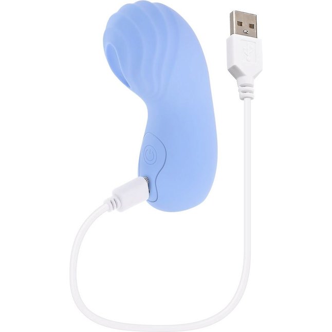 Голубой рельефный вибромассажёр на палец Good Point. Фотография 7.