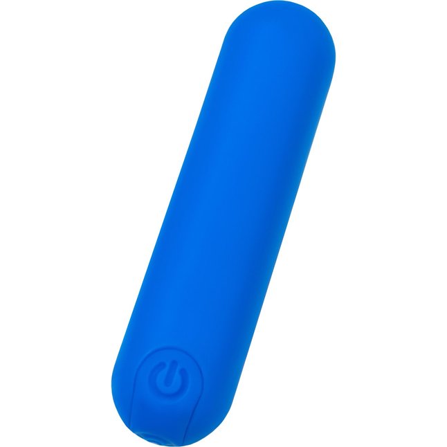 Синяя силиконовая перезаряжаемая вибропуля Nep - 8 см. Фотография 4.