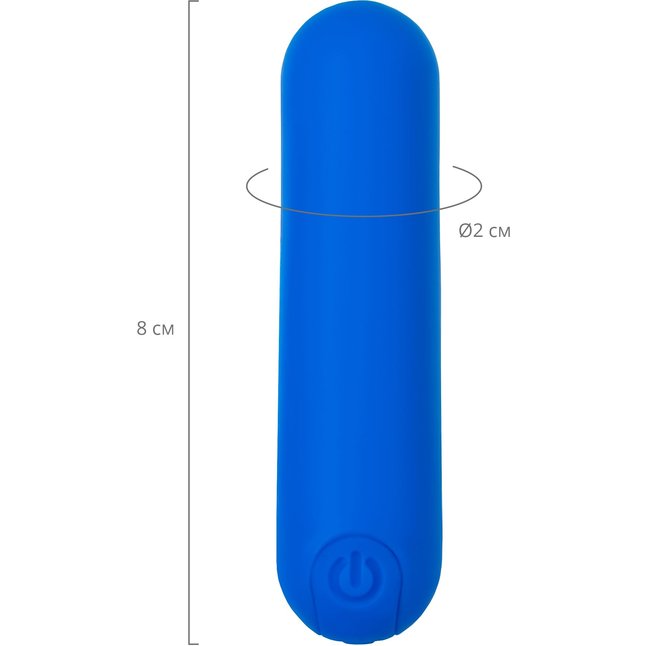 Синяя силиконовая перезаряжаемая вибропуля Nep - 8 см. Фотография 5.