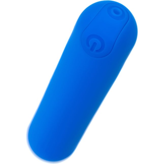 Синяя силиконовая перезаряжаемая вибропуля Nep - 8 см. Фотография 7.
