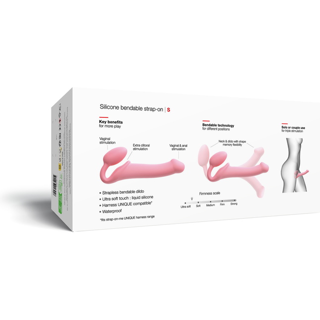 Розовый безремневой страпон Strap-on-me Semi-Realistic Bendable Strap-On size S. Фотография 11.