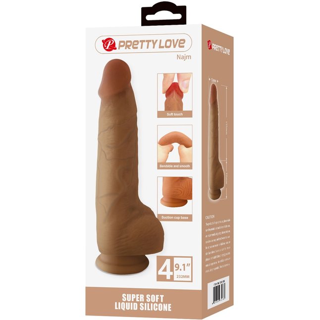 Телесный фаллоимитатор из жидкого силикона Najm - 23,2 см - Pretty Love. Фотография 2.