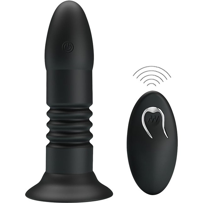 Черный анальный вибростимулятор с пультом ДУ - 13,8 см - Mr.Play
