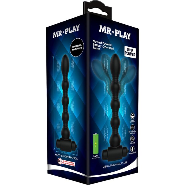 Черный анальный вибростимулятор - 18,2 см - Mr.Play. Фотография 3.