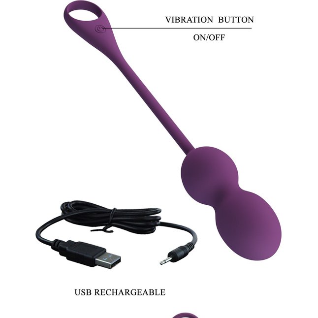 Фиолетовые вагинальные шарики Elvira с управлением через смартфон - Pretty Love. Фотография 6.