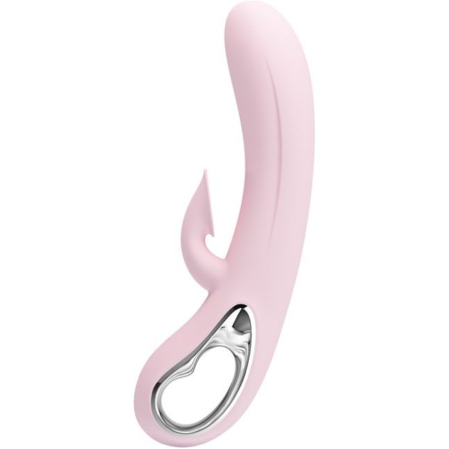 Нежно-розовый вибратор Nicola с вакуумной клиторальной стимуляцией - 24 см - Pretty Love. Фотография 4.