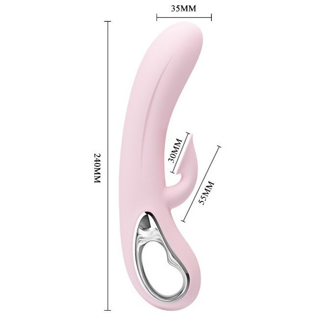 Нежно-розовый вибратор Nicola с вакуумной клиторальной стимуляцией - 24 см - Pretty Love. Фотография 6.