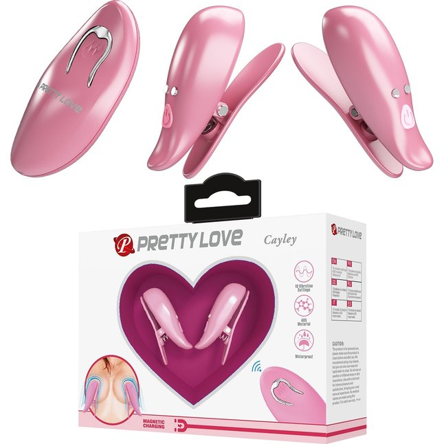 Розовые вибромассажеры для сосков с пультом ДУ Cayley - Pretty Love. Фотография 2.