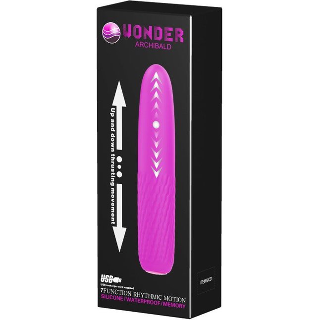 Лиловый перезаряжаемый вибратор с возвратно-поступательными движениями - 14,9 см. Фотография 3.