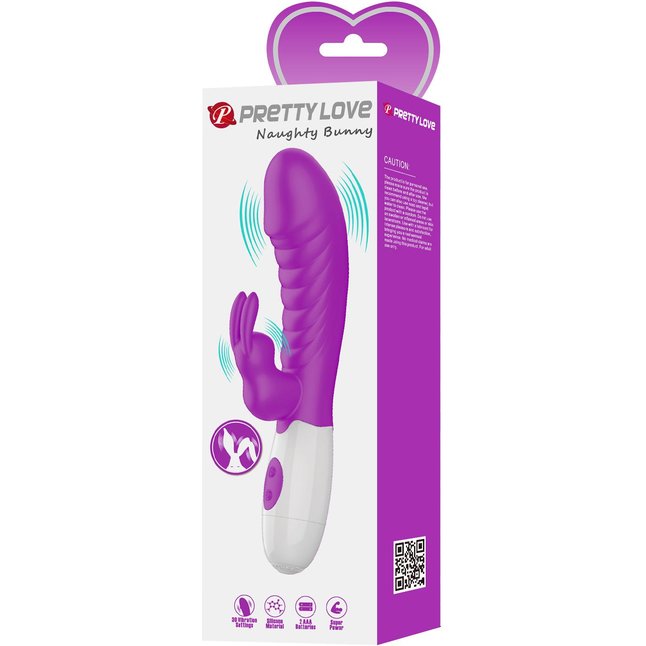 Лиловый вибратор-кролик Naughty Bunny - 19,8 см - Pretty Love. Фотография 2.