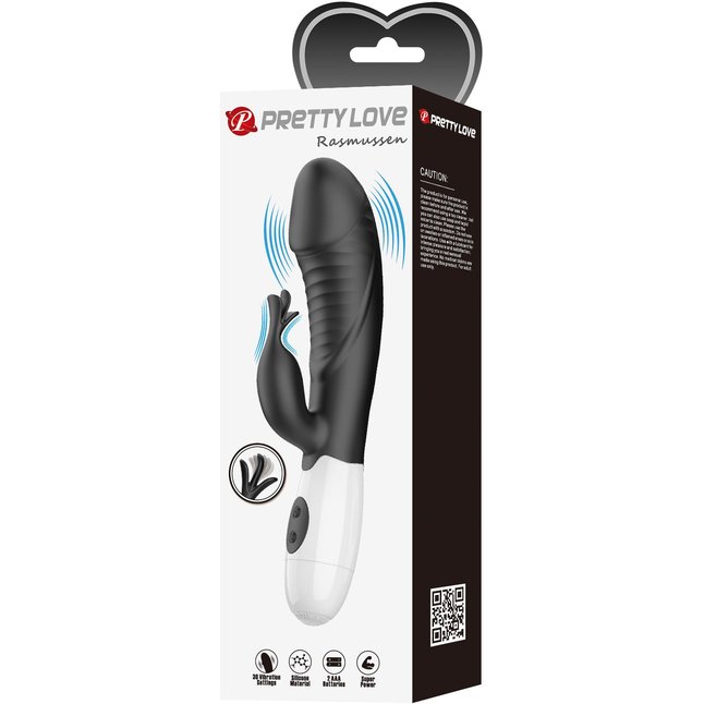 Черный вибратор-кролик Rasmussen - 19,8 см - Pretty Love. Фотография 2.