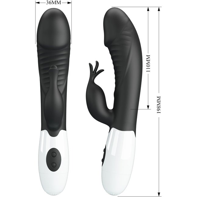 Черный вибратор-кролик Rasmussen - 19,8 см - Pretty Love. Фотография 9.