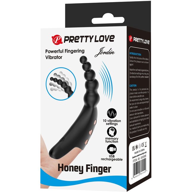 Черный вибратор на палец Jordin - 12,2 см - Pretty Love. Фотография 2.