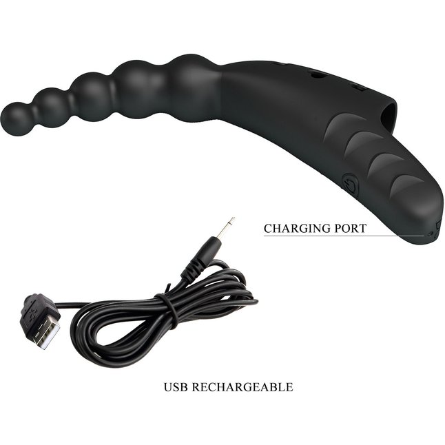 Черный вибратор на палец Jordin - 12,2 см - Pretty Love. Фотография 9.