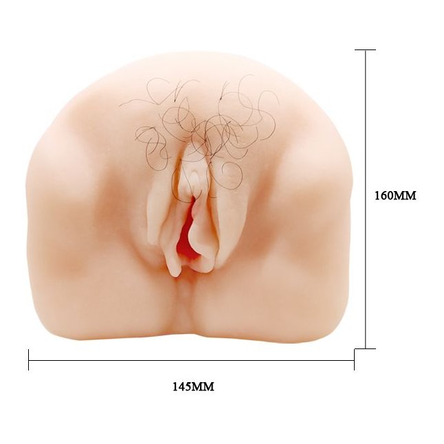 Телесный мастурбатор-вагина с оволосением и вибрацией. Фотография 6.