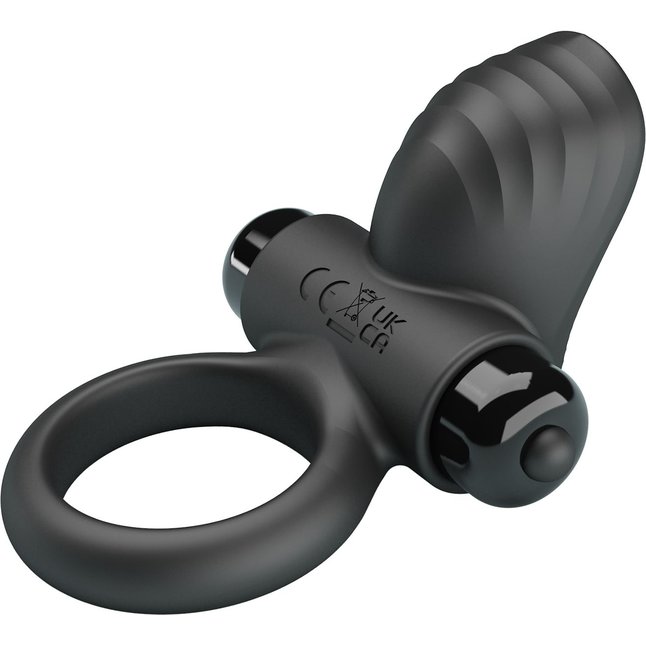Черное эрекционное кольцо с вибрацией Adrien - Pretty Love. Фотография 7.
