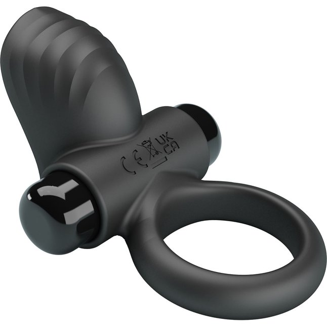 Черное эрекционное кольцо с вибрацией Adrien - Pretty Love. Фотография 8.