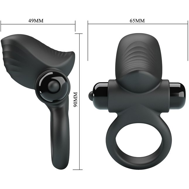 Черное эрекционное кольцо с вибрацией Adrien - Pretty Love. Фотография 9.