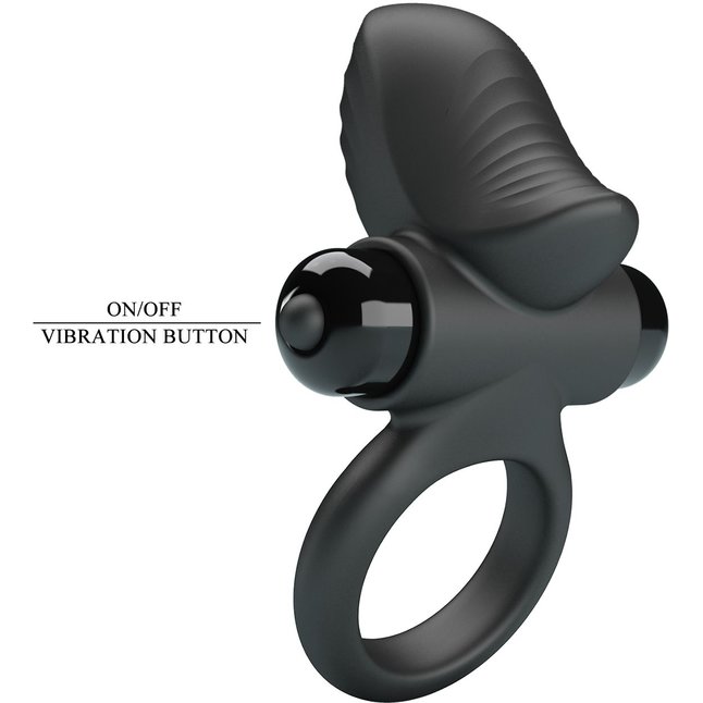 Черное эрекционное кольцо с вибрацией Adrien - Pretty Love. Фотография 10.