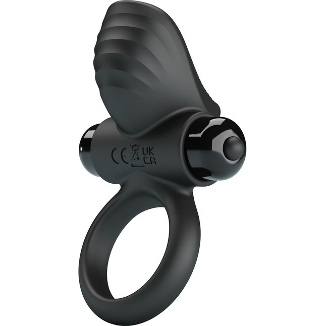 Черное эрекционное кольцо с вибрацией Adrien - Pretty Love