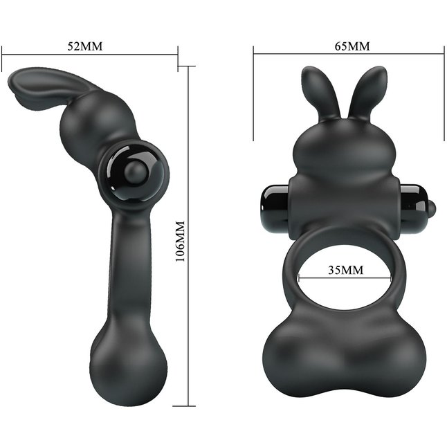 Черное вибрирующее кольцо с металлическими шариками Yusuf - Pretty Love. Фотография 8.