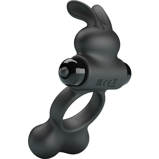 Черное вибрирующее кольцо с металлическими шариками Yusuf - Pretty Love