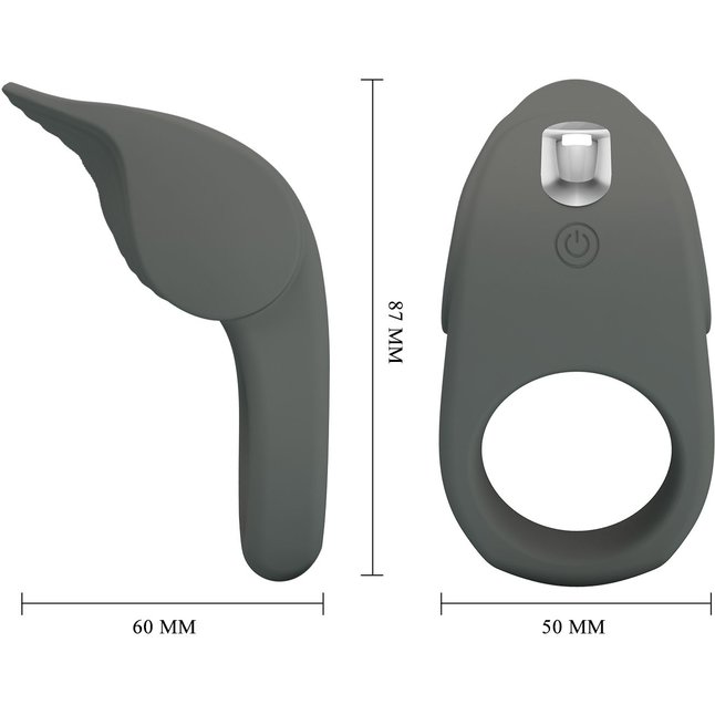 Серое эрекционное кольцо с вибростимуляцией клитора Alto. Фотография 4.