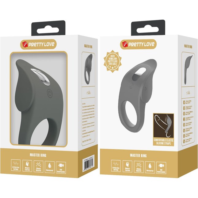 Серое эрекционное кольцо с вибростимуляцией клитора Alto. Фотография 5.