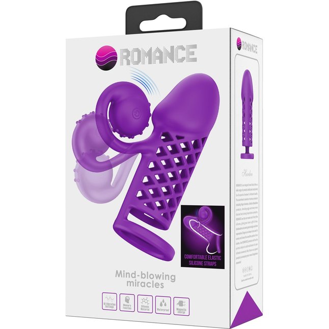 Фиолетовая вибронасадка с клиторальным отростком Harden. Фотография 3.