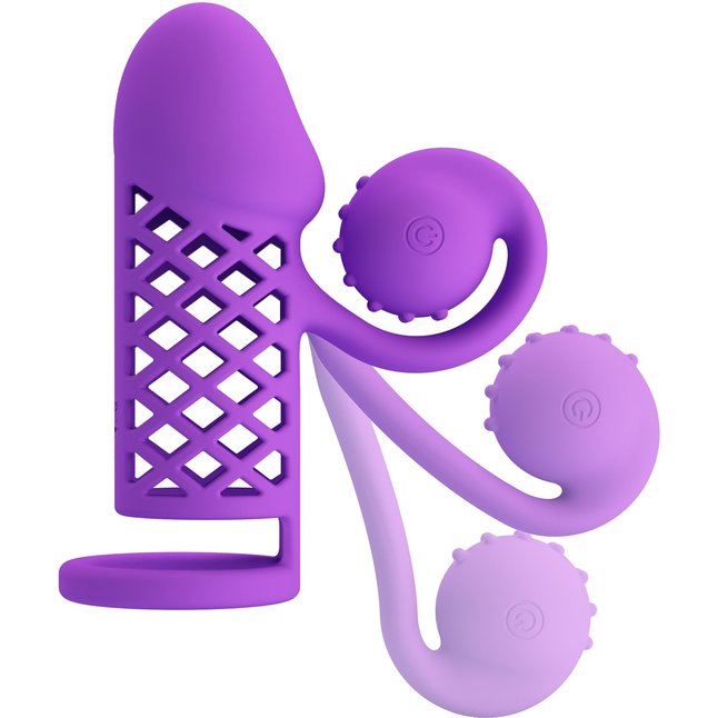 Фиолетовая вибронасадка с клиторальным отростком Harden. Фотография 4.