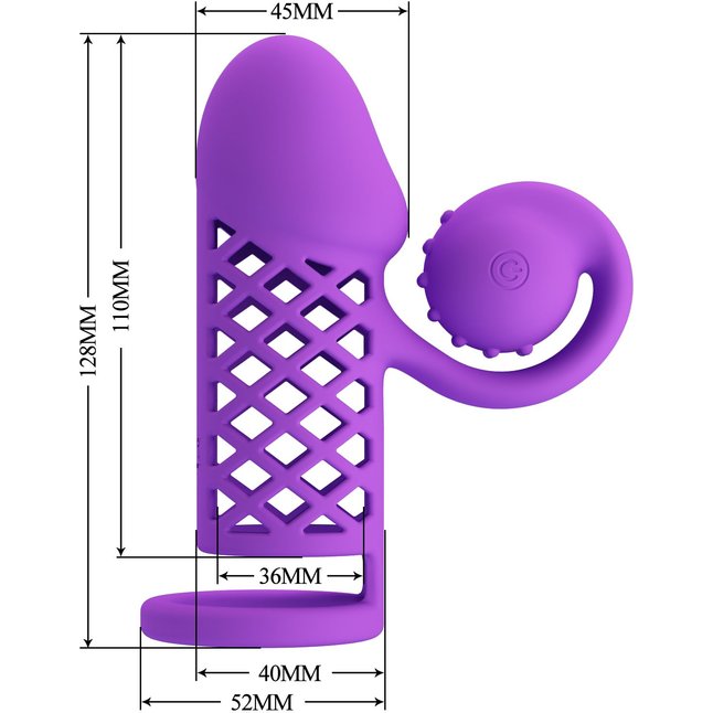Фиолетовая вибронасадка с клиторальным отростком Harden. Фотография 9.