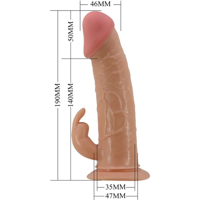 Телесный мужской страпон Mavis - Pretty Love. Фотография 4.