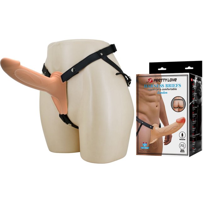 Телесный полый мужской страпон London - 16,8 см - Pretty Love. Фотография 2.