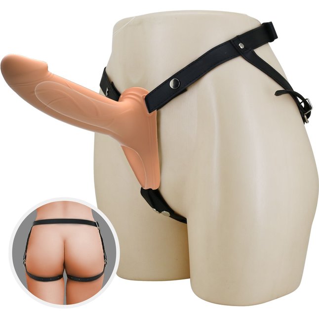 Телесный полый мужской страпон London - 16,8 см - Pretty Love