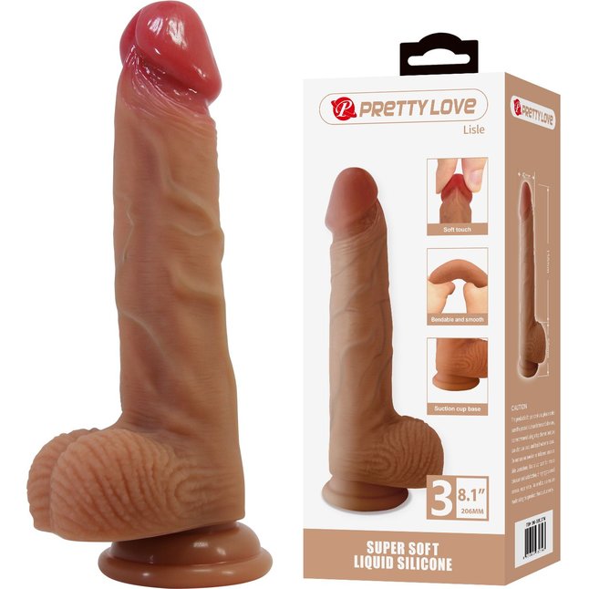Телесный фаллоимитатор из жидкого силикона Lisle - 20,6 см - Pretty Love. Фотография 3.